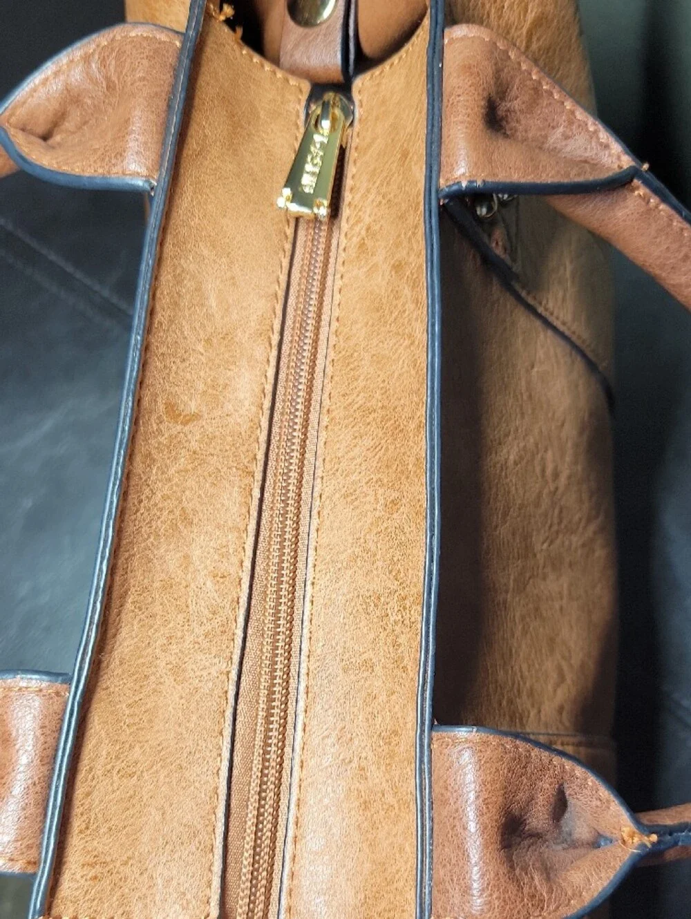 DaseinTan Studded Vegan Leather Satchel Bag - Elegant Everyday Carry